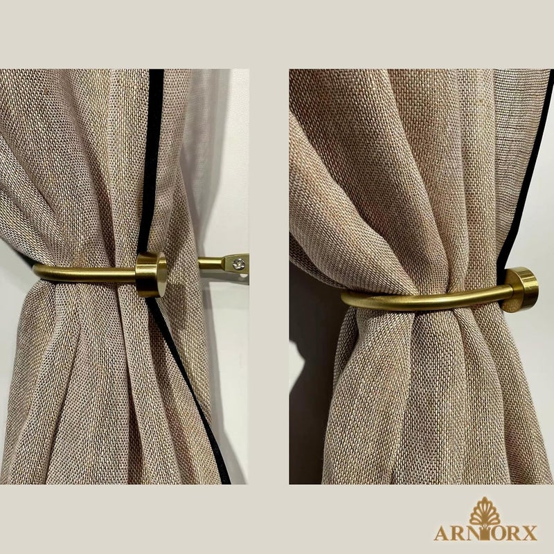 ARNORX Quality Curtain Holdbacks, Solid Steel Curtain Holdback with Disk Finial,Electroplate Finishes, Set of 2 Window Curtain Tieback Hooks,Brass Brushed - Image 4